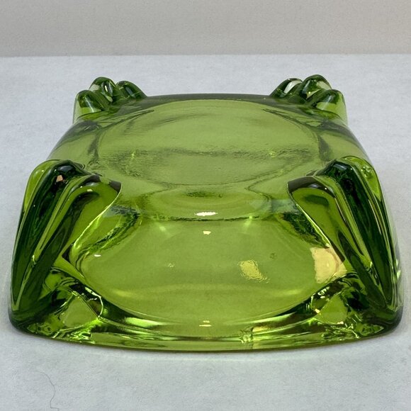 Vintage Mid-Century Green Glass Ashtray Square 4.5" Retro Heavy Art Glass - Picture 3 of 13